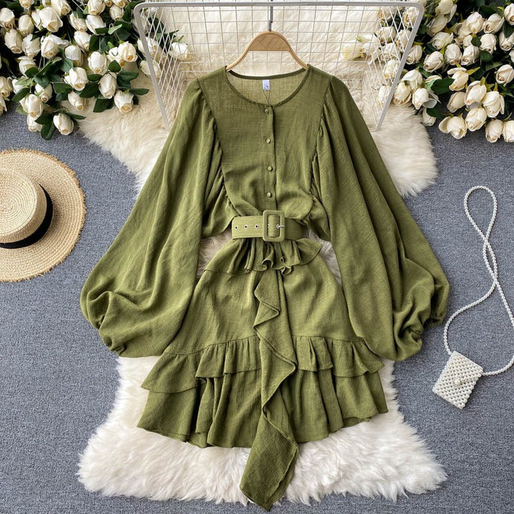 Coco Maddy Cascading Ruffles Mini Dress Coco dress Green / One-size (PXS-PM)