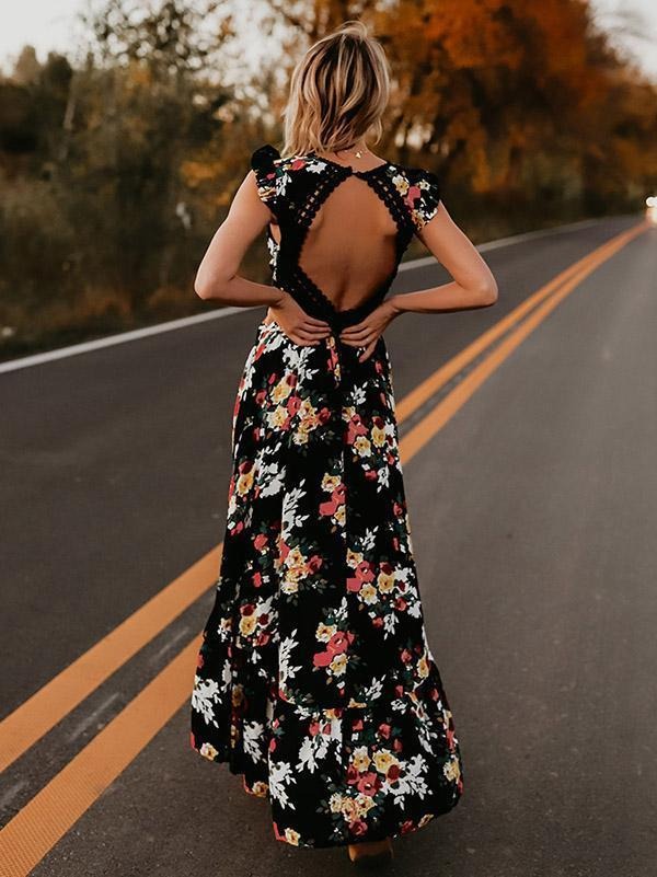 Coco Romance Language Backless Hi-Lo Floral Dress Coco dress