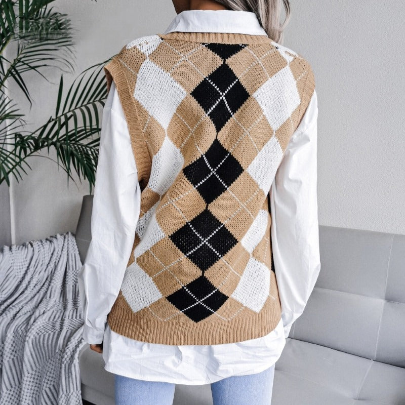 Coco Early Winter Argyle vest Coco Tops