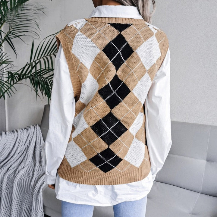 Coco Early Winter Argyle vest Coco Tops