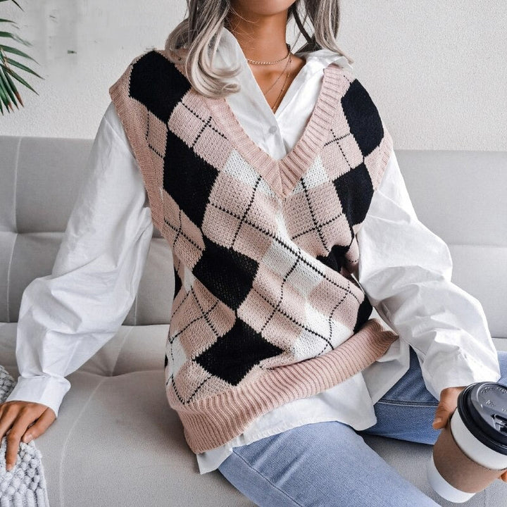 Coco Early Winter Argyle vest Coco Tops