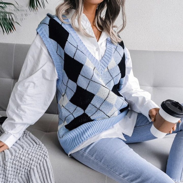 Coco Early Winter Argyle vest Coco Tops