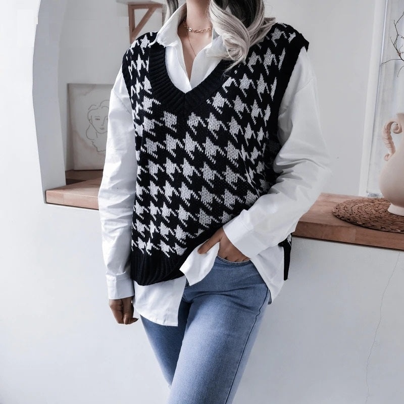 Coco Warm-Up The Trend Houndstooth Vest Coco Tops