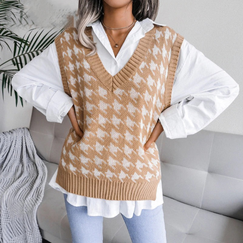 Coco Warm-Up The Trend Houndstooth Vest Coco Tops