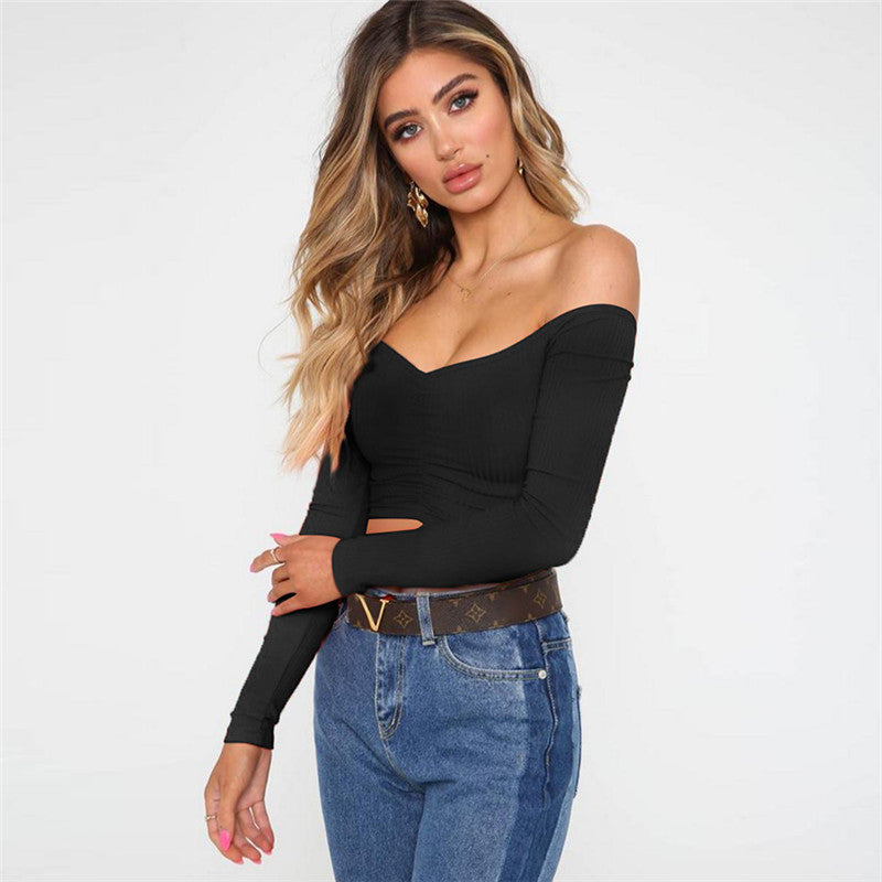 Coco Weekend Outing Off Shoulder Ribbed Crop Top Coco Tops