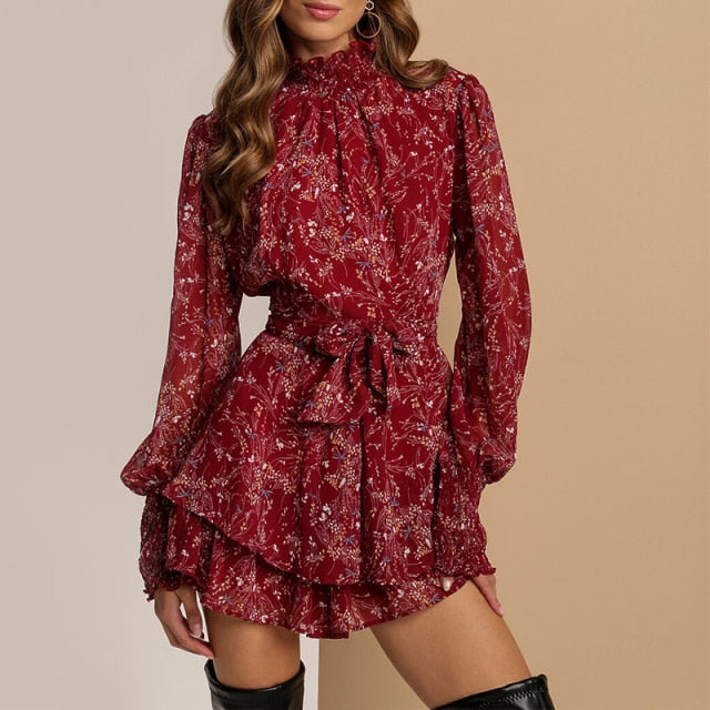 Coco All Dressed Up Chiffon Mini Dress Dress Burgundy / XL