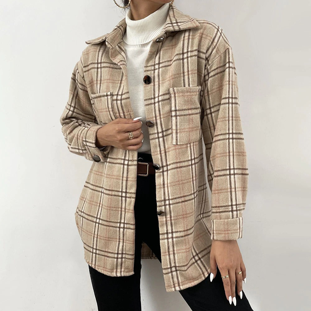 Coco Misty Days Plaid Shirt Shacket jacket Khaki / S