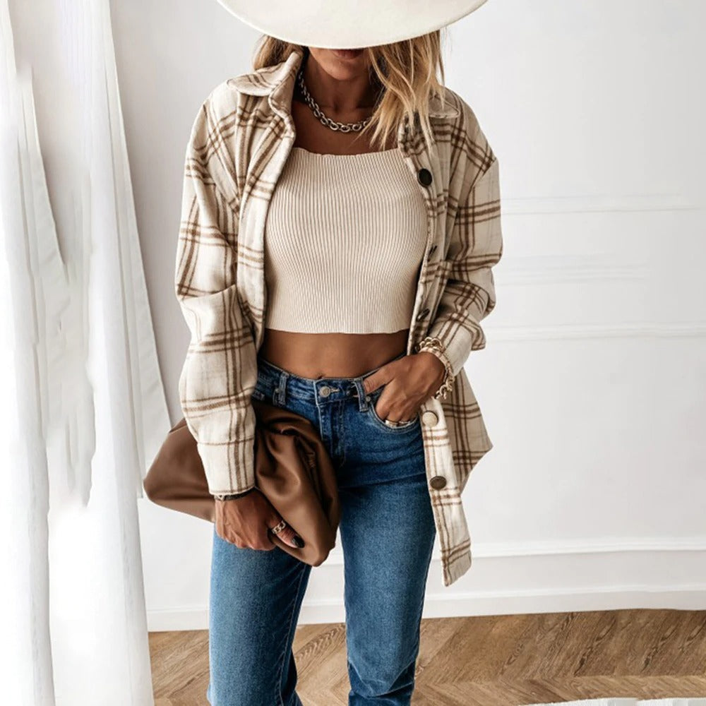 Coco Misty Days Plaid Shirt Shacket jacket