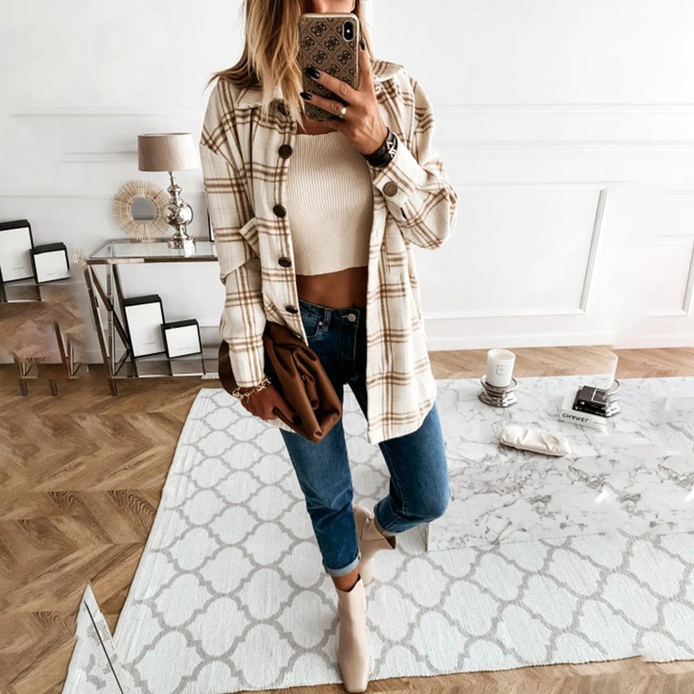 Coco Misty Days Plaid Shirt Shacket jacket