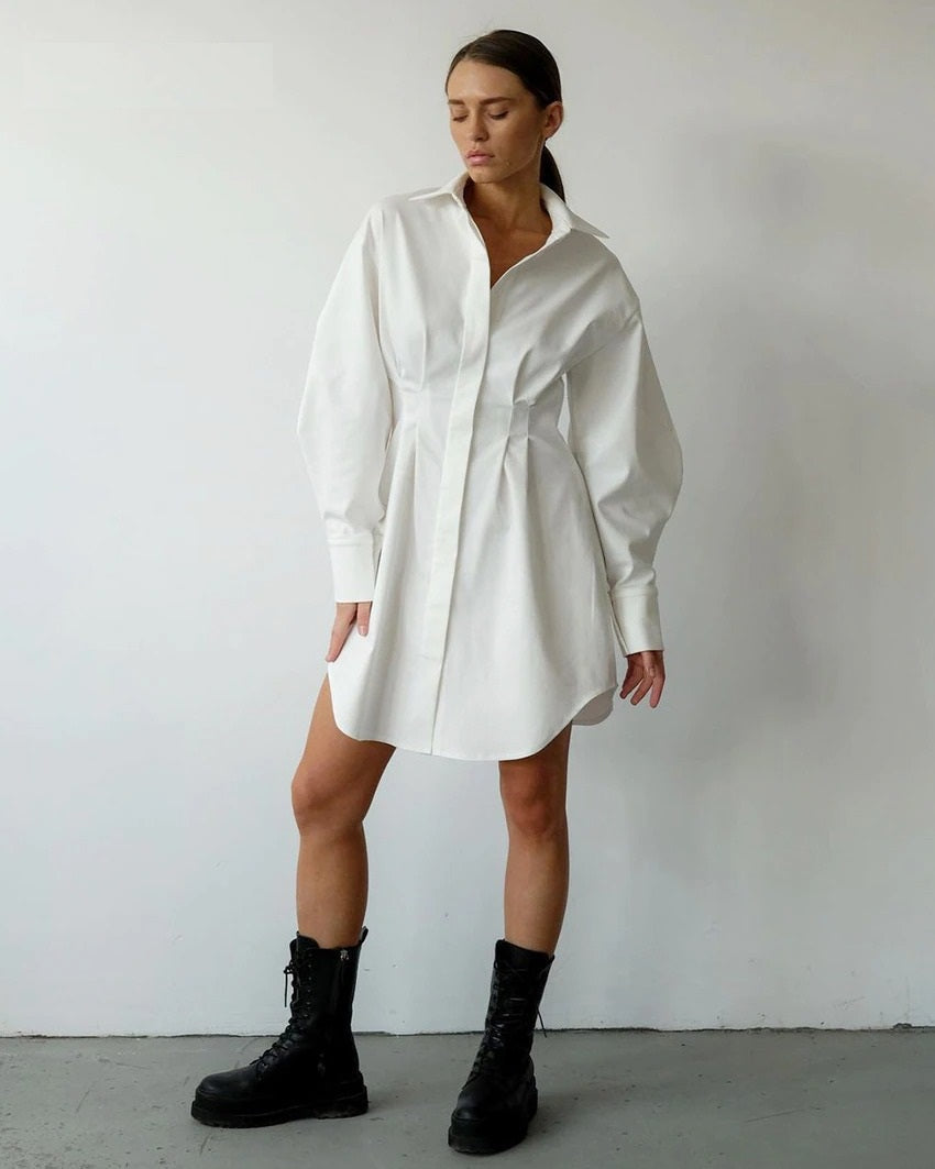 Coco Pleated Waist Shirt Dress