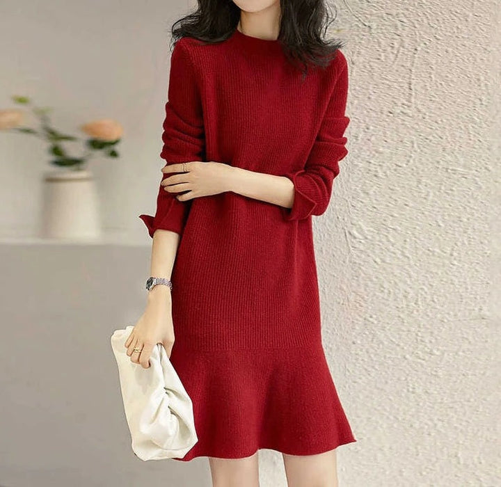 Coco Fall Cutie Skater Mini Knit Dress Red / S