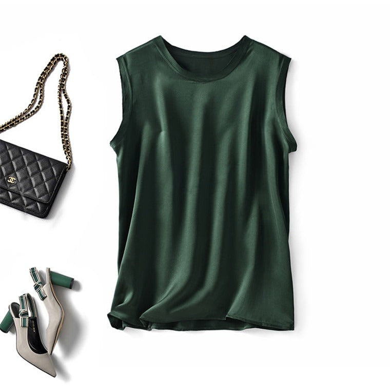 Easy Excellence Satin Crew Neck Tank Top