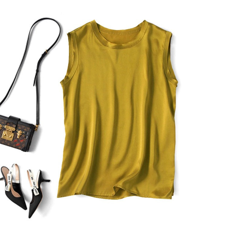 Easy Excellence Satin Crew Neck Tank Top