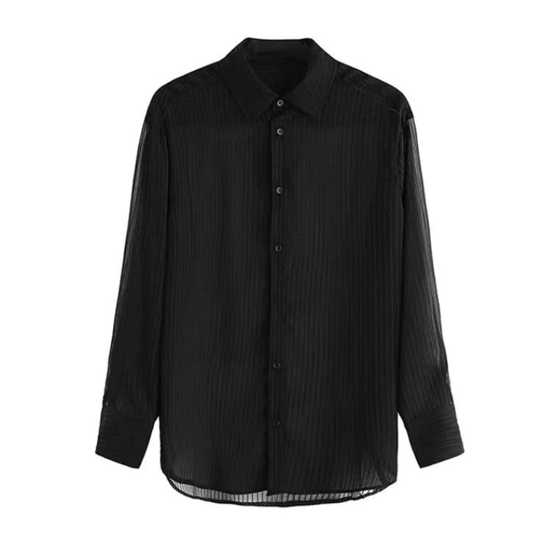 Modern Aura Black Sheer Buttoned Down Top