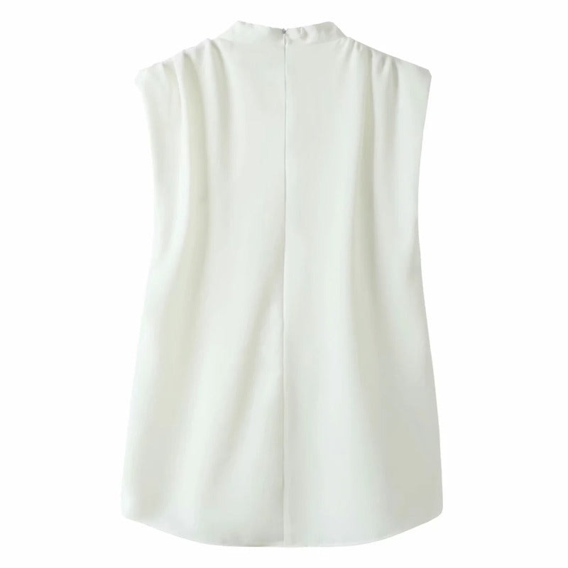 COCO Valerie Vintage Style High Collar Sleeveless Top