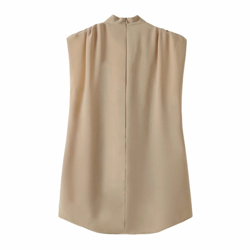 COCO Valerie Vintage Style High Collar Sleeveless Top